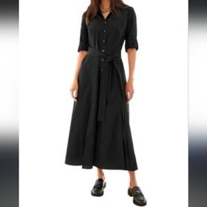 Talbots Full Button Down Cotton Belted Pocketed Shirt Dress. 8P. NWT.